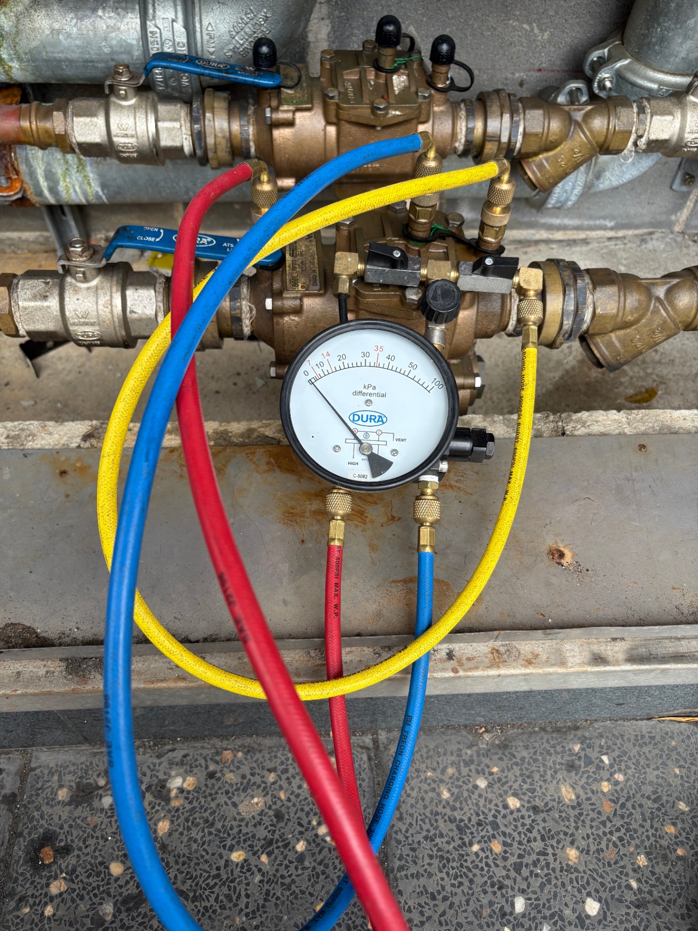 Commercial backflow prevention valve and test hoses